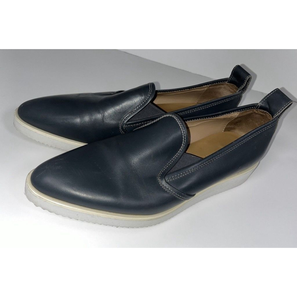 Everlane The Street Shoe Womens Size 10.5 Blue Leather Loafer Wedge Shoe Slip-On - Picture 4 of 9